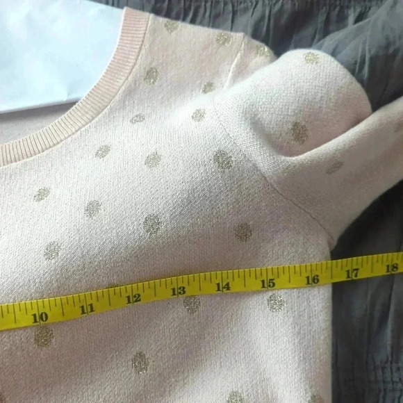 Loft Ann Taylor Pink Gold Polka Dot Pullover - XS like new - Picture 4 of 5